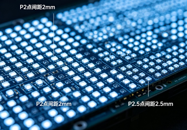P2 和 P2.5 LED 屏灯珠细节特写对比.jpg P2 和 P2.5 LED 屏灯珠细节特写对比.jpg